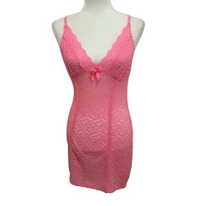 Victoria’s Secret Lace Cami chemise slip see through pink size large sexy y2k